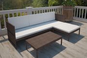 3 Piece Garden Lounge Set with Cushions Poly Rattan Brown