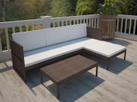main image for ad 3 Piece Garden Lounge Set with Cushions Poly Rattan Brown