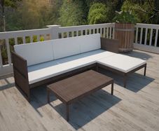 3 Piece Garden Lounge Set with Cushions Poly Rattan Brown