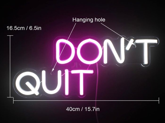 Neon Signs Don't Quit Pink/White Room Decor 15.7 inch x 6.5 inch