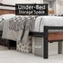 Double Bed Frame with Storage Wooden Headboard Image 4