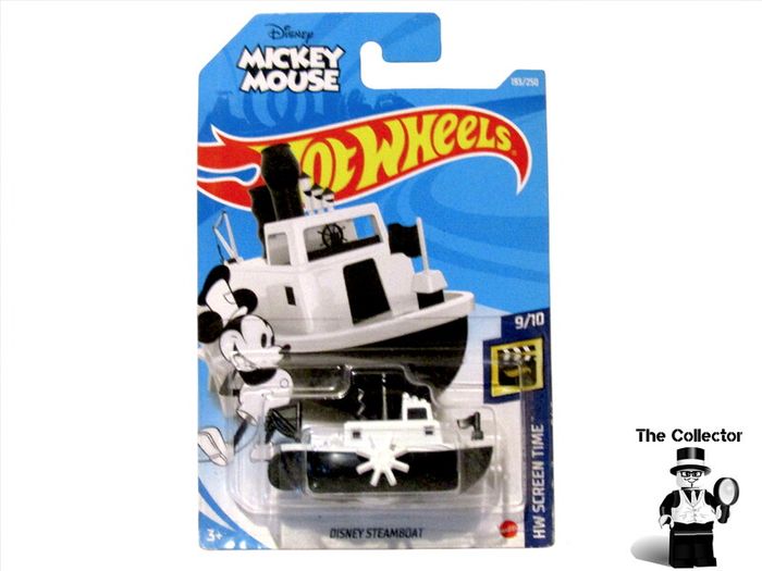 Hot Wheels Mickey Mouse Disney Steamboat Willie Black & White Diecast Car Long Card  Brand New Sealed