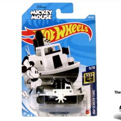 Hot Wheels Mickey Mouse Disney Steamboat Willie Black & White Diecast Car Long Card  Brand New Sealed