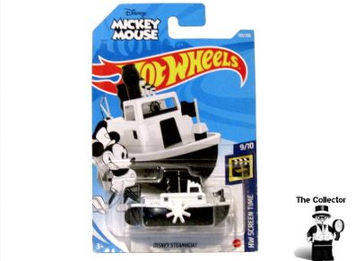 Hot Wheels Mickey Mouse Disney Steamboat Willie Black & White Diecast Car Long Card  Brand New Sealed
