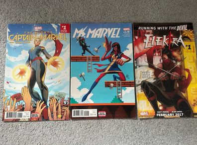 Captain Marvel, Ms Marvel & Elektra comic bundle