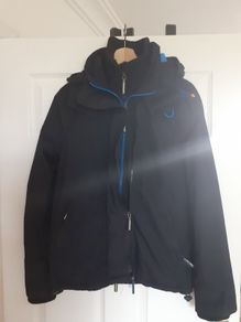 Superdry Black XS windcheater very warm jacket (or Boys 12 13 14 years)