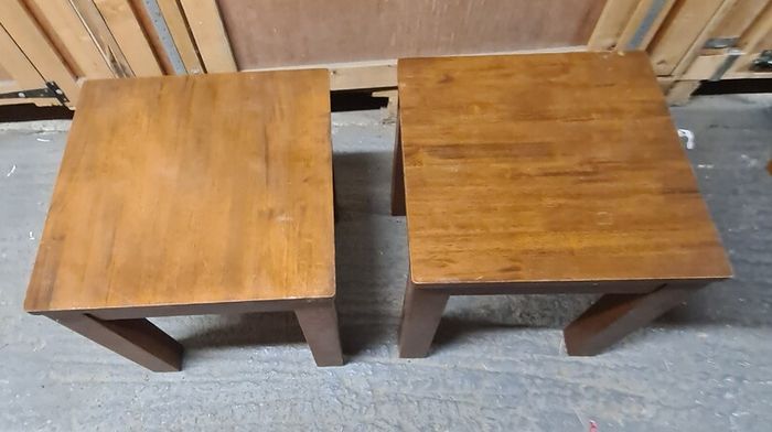 Pair of Wooden Square Side / Bedside Tables