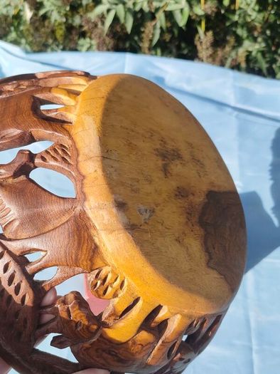 African Animal hand carved wooden bowl
