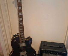 De Armond Electric Guitar (Purple) and amp.