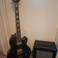 De Armond Electric Guitar (Purple) and amp.