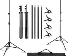 Backdrop Stand Adjustable Background Support System Kit Backdrop Frame with Carry Bag for Photo Studio Video Birthday Wedding Party 2.5x3m  8.2x10ft Clamps