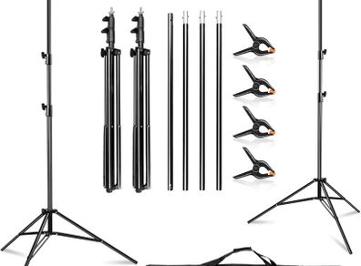 Backdrop Stand Adjustable Background Support System Kit Backdrop Frame with Carry Bag for Photo Studio Video Birthday Wedding Party 2.5x3m  8.2x10ft Clamps
