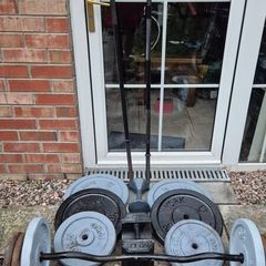 weights barbell dumbells bench