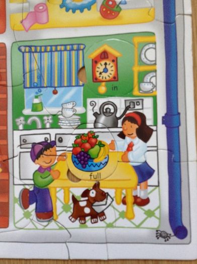 Large jigsaw of house, teaching opposites and vocabulary