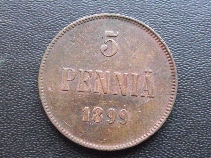 1899 Finland. Nicholas II. 5 Pennia Good condition!