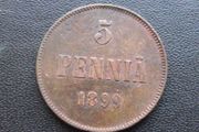 1899 Finland. Nicholas II. 5 Pennia Good condition!