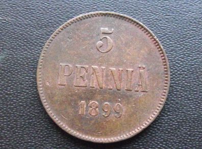 1899 Finland. Nicholas II. 5 Pennia Good condition!