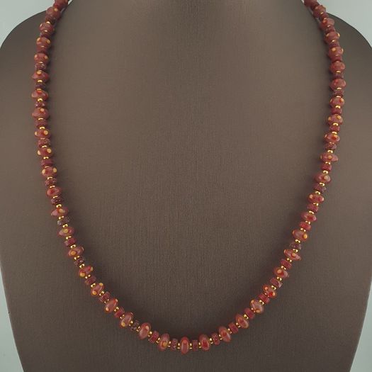 Vintage Venetian Style Tire Shape Eyes Glass Beads Necklace