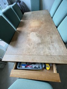 dining table and 8 leather chairs