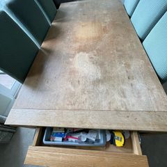 dining table and 8 leather chairs