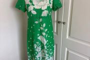 Vintage green white cotton dress size 10