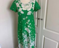 Vintage green white cotton dress size 10