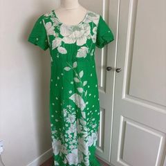 Vintage green white cotton dress size 10