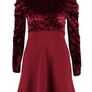 BNWT Boohoo Mel puff shoulder velvet berry mini dress long sleeve size XS Image 2