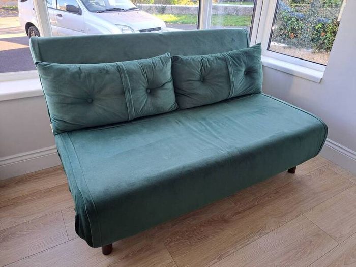 2 seater green sofa bed