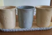 NEW HOMCO Home Interiors Country Inn Collection Quality Planters Pot Trio &amp; Tray