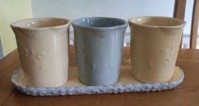 NEW HOMCO Home Interiors Country Inn Collection Quality Planters Pot Trio & Tray