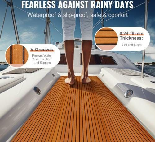 EVA Foam Boat Decking 240 x 116.8 cm, Non-Slip Self-Adhesive Flooring, 2.8 m Marine Carpet for Boats, Yacht, Pontoon, Kayak Decking