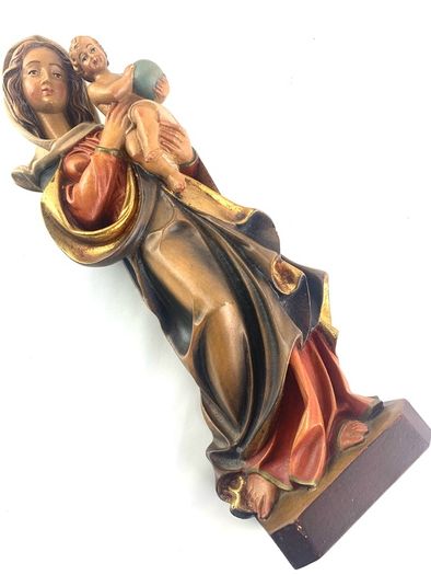 Vintage wooden Madonna and baby Jesus figurine