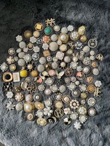 Mixed Random Imperfect Decorative Rhinestone, Pearl & Metal Craft Buttons