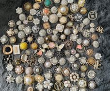 Mixed Random Imperfect Decorative Rhinestone, Pearl & Metal Craft Buttons