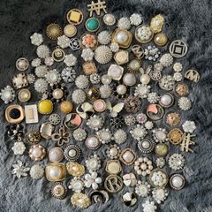 Mixed Random Imperfect Decorative Rhinestone, Pearl & Metal Craft Buttons
