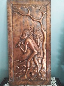 Hammered Copper Tribal Art Plaque