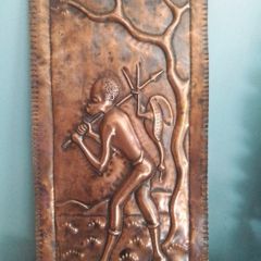 Hammered Copper Tribal Art Plaque