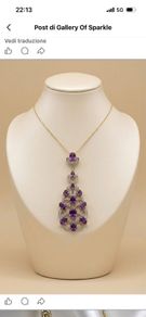 Silver Amethyst & Zircon Filigree Pendant by Harry Ivens