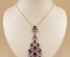 Silver Amethyst & Zircon Filigree Pendant by Harry Ivens