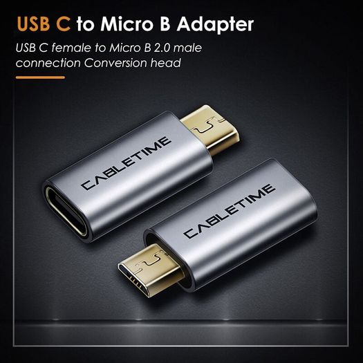 2 X Cabletime Aluminum Alloy OTG Micro USB (Male) to USB-C (Female) QC 3.0 Charger & Sync Adapter (Brand New/Warranty)