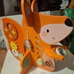 Wooden fox activity toy with mirror