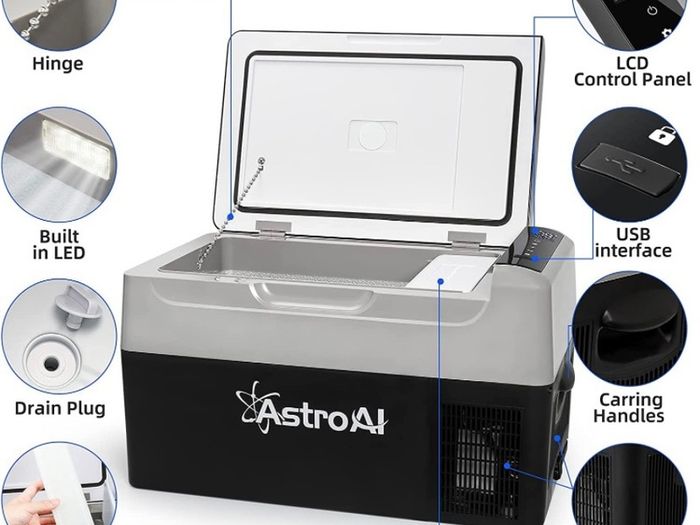 Car Refrigerator 22 Litre, Portable Car Fridge Freezer for Truck, RV, Boat, Camping and Travel, 12/24V DC and 230 AC