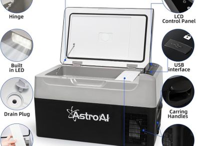 Car Refrigerator 22 Litre, Portable Car Fridge Freezer for Truck, RV, Boat, Camping and Travel, 12/24V DC and 230 AC