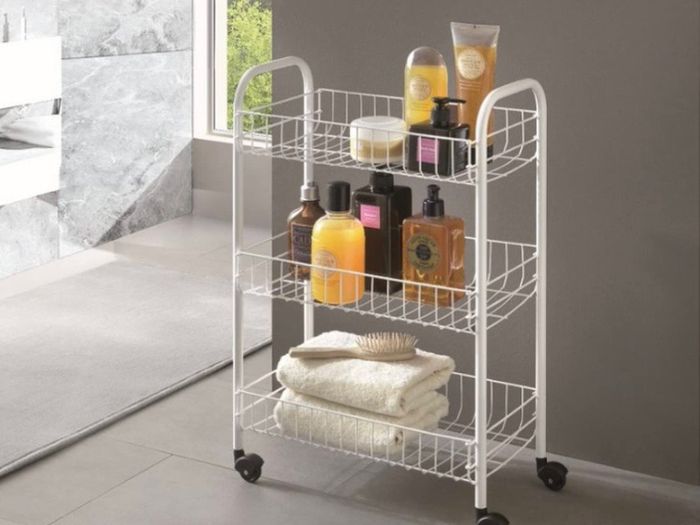 Service Trolley Siena with 3 Stages, Metal, White, 23 x 41 x 63 cm (FREE POSTAGE)