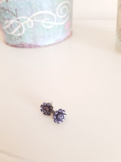 Purple Stone Flower Earrings