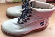 Timberland Ladies light blue denim and leather boots Us 8 Uk 6
