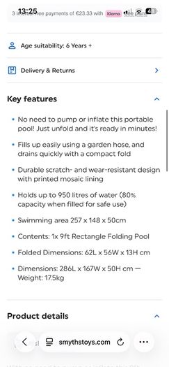 Folding pool 9 foot