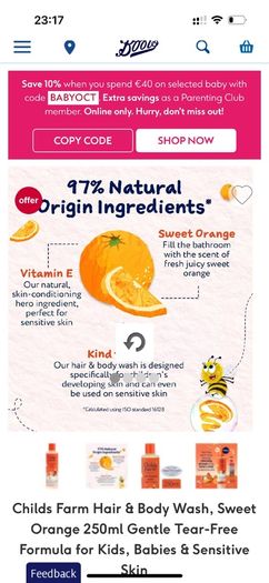 childs farm hair & body wash