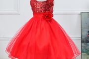 New Girls Sequinned Dress Flower Sash Sleeveless Formal Party Wedding Bridesmaid Sz 3-4yrs